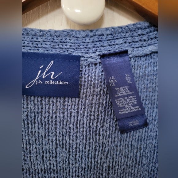 JH Collectibles Blue Soft Button Cardigan Sweater Sz XL - Picture 3 of 4
